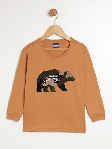 Camiseta Manga Longa Infantil Para Menino - TELHA