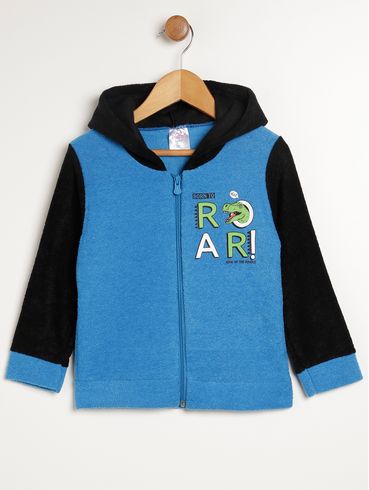 Jaqueta Bouclê com Capuz Infantil Para Menino - AZUL