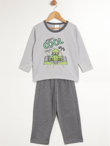 Pijama Longo Infantil Para Menino - GRAFITE