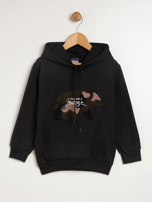 Moletom com Capuz Infantil Para Menino - PRETO