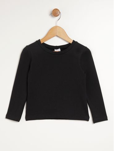 Blusa Manga Longa Infantil Para Menina - PRETO