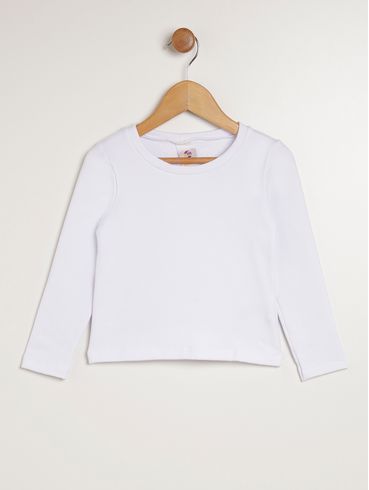 Blusa Manga Longa Infantil Para Menina - BRANCO
