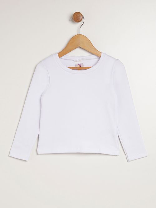 Blusa Manga Longa Infantil Para Menina - BRANCO