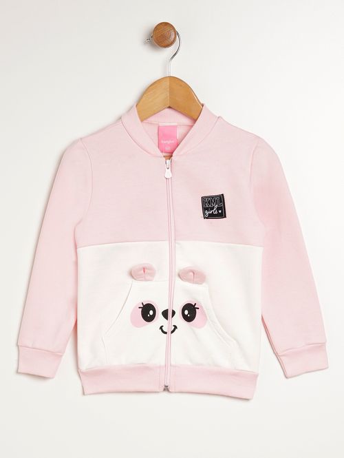 Jaqueta Moletom Infantil Para Menina - ROSA CLARO