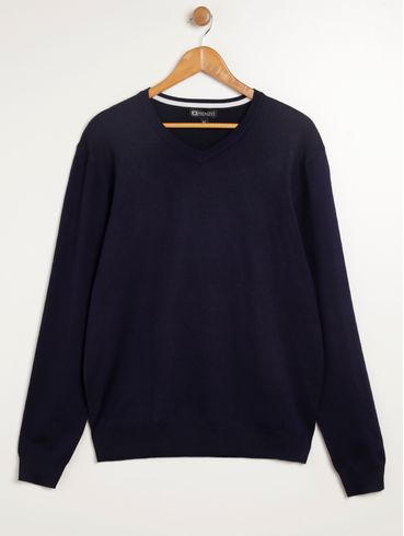 Suéter de Tricot Plus Size Masculino MARINHO