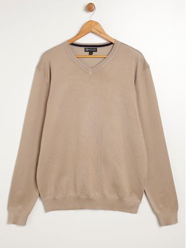Suéter de Tricot Plus Size Masculino BEGE