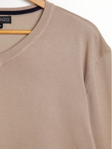 Suéter de Tricot Plus Size Masculino BEGE