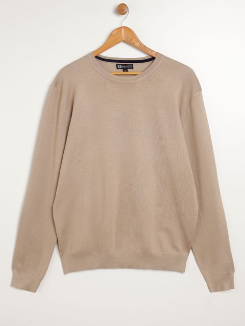 Suéter de Tricot Plus Size Masculino BEGE