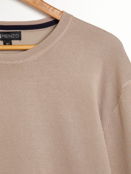 Suéter de Tricot Plus Size Masculino BEGE