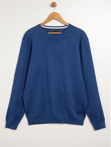 Suéter de Tricot Plus Size Masculino AZUL