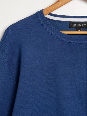 Suéter de Tricot Plus Size Masculino AZUL