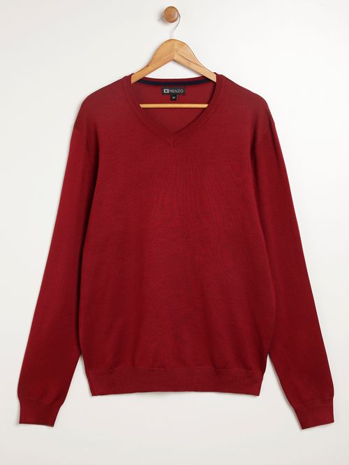 Suéter de Tricot Plus Size Masculino BORDO
