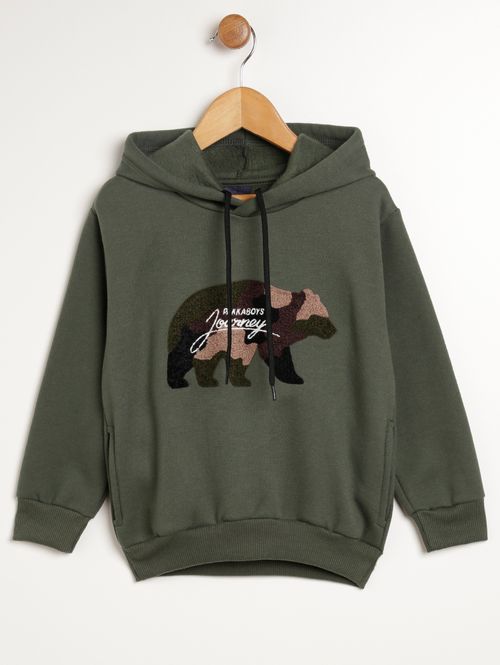 Moletom com Capuz Infantil Para Menino - VERDE