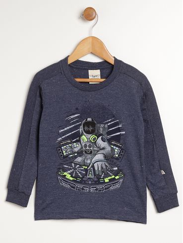 Camiseta Manga Longa Infantil Para Menino - MARINHO