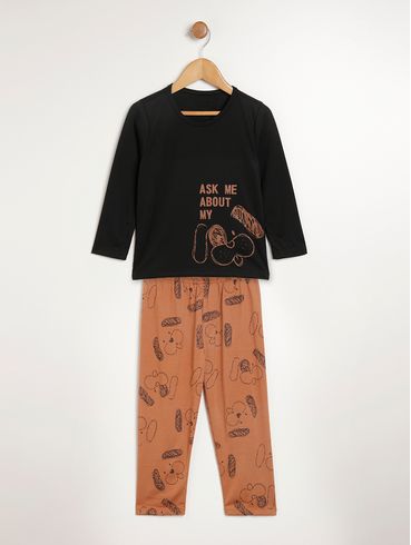 Pijama Infantil Para Menino - PRETO/MARROM