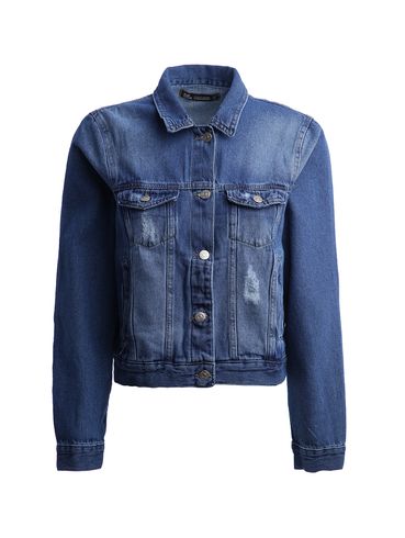 Jaqueta Jeans Destroyed Feminina AZUL