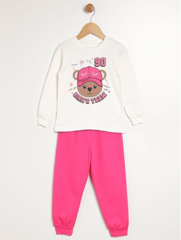 Conjunto Moletom Infantil Para Menina - OFF WHITE