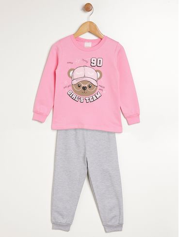 Conjunto Moletom Infantil Para Menina - ROSA