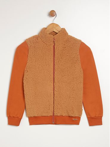 Jaqueta Moletom Juvenil Para Menina - CARAMELO