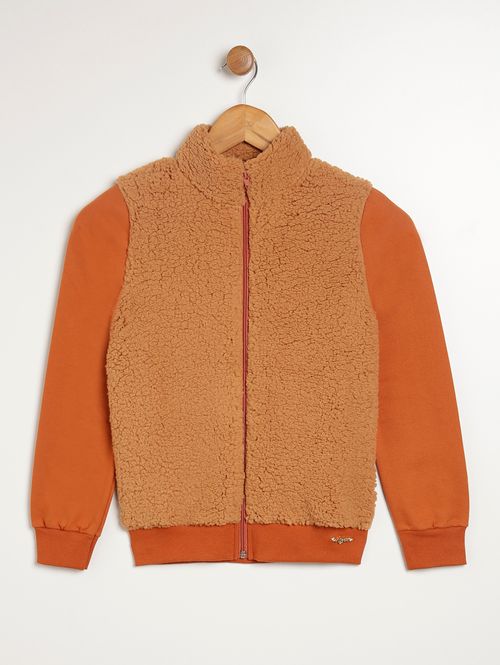 Jaqueta Moletom Juvenil Para Menina - CARAMELO