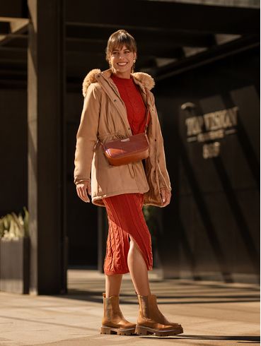 Jaqueta Parka com Capuz Autentique Feminina Bege