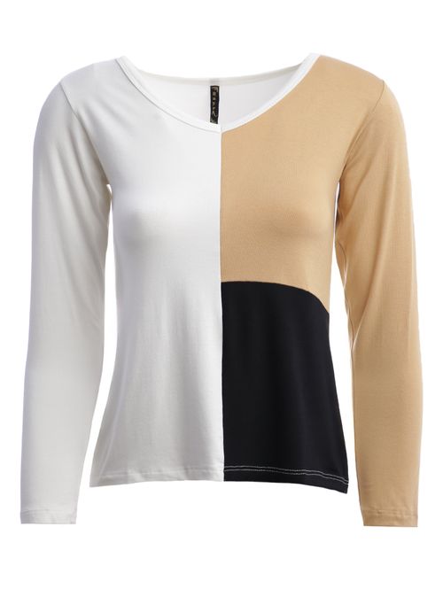 Blusa Color Block Feminina OFF WHITE
