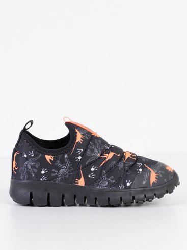 Tênis Dinossauro Infantil Para Menino - PRETO/LARANJA