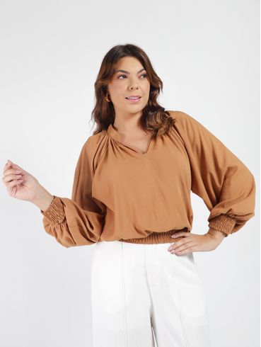 Blusa Manga Longa Autentique Feminina MARROM