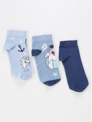 Kit de Meias Infantil Para Menino - AZUL CLARO/MARINHO