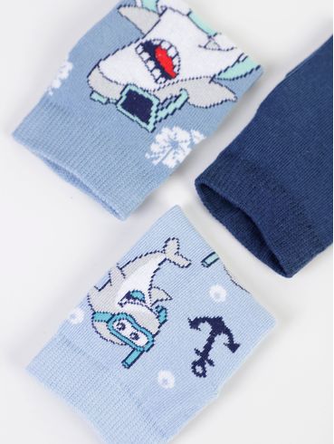 Kit de Meias Infantil Para Menino - AZUL CLARO/MARINHO