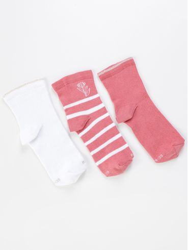 Kit com 03 Meias Trifil Femininas BRANCO/CORAL