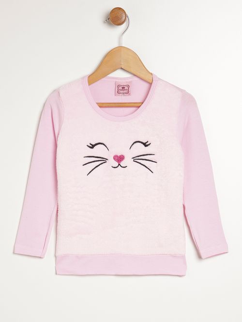 Blusa Manga Longa Infantil Para Menina - ROSA CLARO