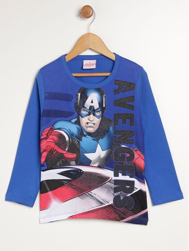 Camiseta Manga Longa Infantil Para Menino - AZUL