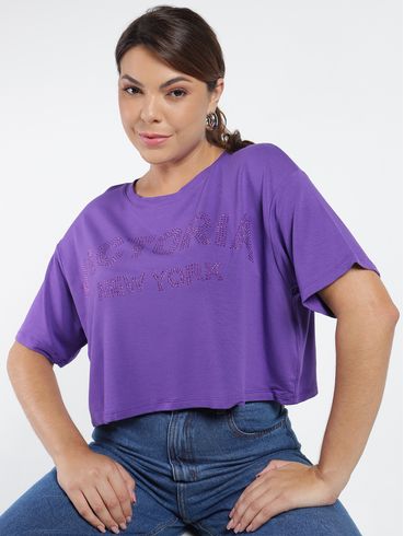 Blusa Manga Curta Feminina Roxo