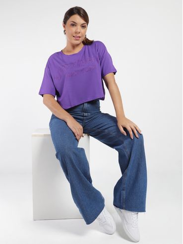 Blusa Manga Curta Feminina Roxo