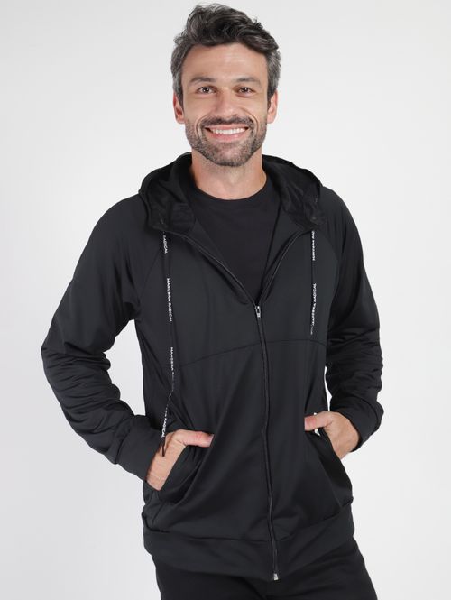 Jaqueta College com Capuz Masculina PRETO