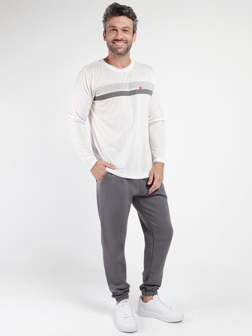 Camiseta Manga Longa No Stress Masculina OFF WHITE