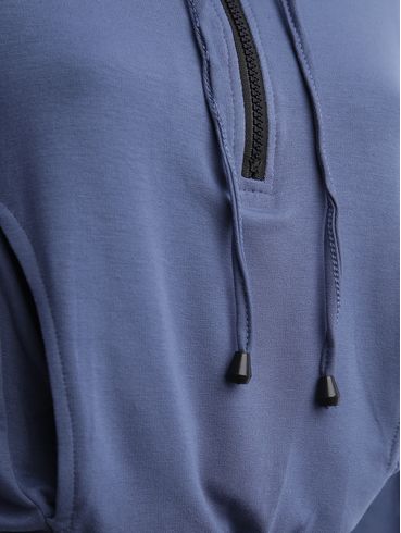 Blusa Moletinho com Capuz Feminina AZUL