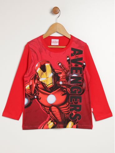 Camiseta Manga Longa Infantil Para Menino - VERMELHO