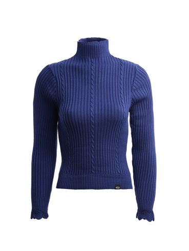 Blusa Tricot Gola Alta Feminina AZUL