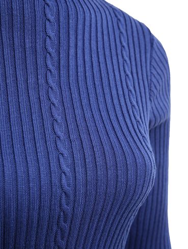 Blusa Tricot Gola Alta Feminina AZUL