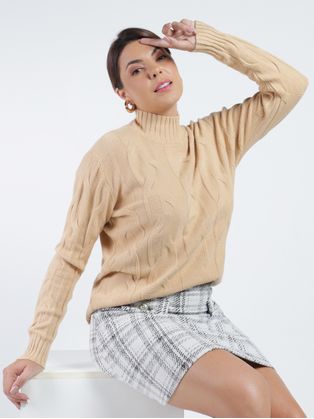 Blusa de Tricot Autentique Feminina BEGE