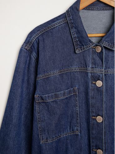Jaqueta Jeans Plus Size Feminina AZUL