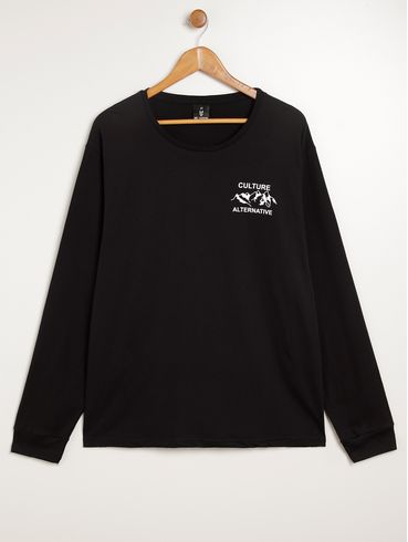 Camiseta Manga Longa Plus Size Masculina PRETO