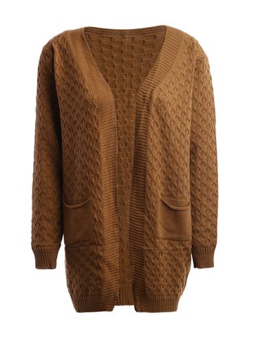 Cardigan de Tricot Alongado Feminino CARAMELO