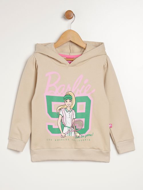 Moletom com Capuz Barbie Infantil Para Menina - BEGE