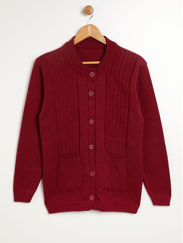 Cardigan Plus Size Feminino Bordô