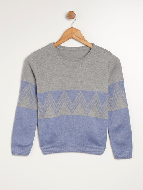 Suéter de Tricot Juvenil Para Menino - CINZA/AZUL