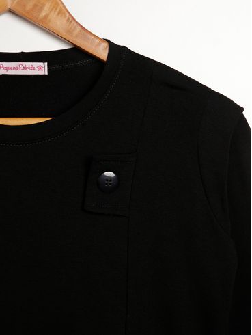 Blusa Manga Longa Juvenil Para Menina - PRETO