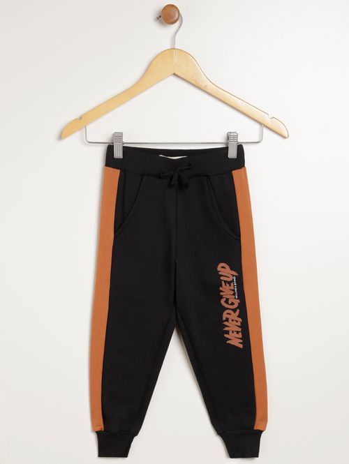 Calça Jogger Moletom Infantil Para Menino - PRETO/MARROM